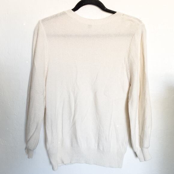 Margaret O'Leary Knit Sweater Merino Wool Light Weight Small Ivory Creme - Picture 5 of 5